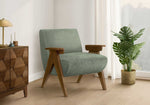 TOCO Meubles Chaise d'appoint Carl vert sauge en tissu texturé avec accoudoirs et pieds en bois, design moderne.