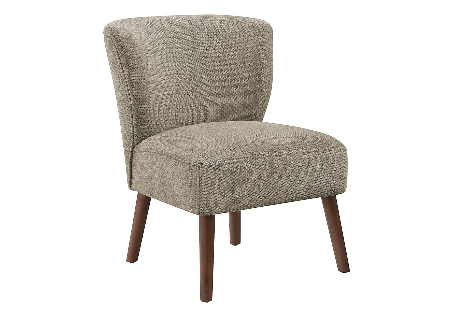Chaise d'appoint TOCO Meubles Lucien en tissu texturé beige avec pieds en bois, style mid-century.