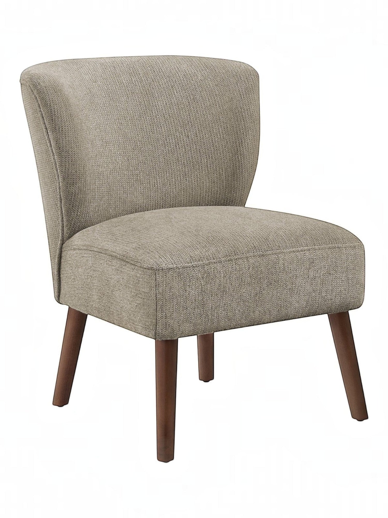 Chaise d'appoint TOCO Meubles Lucien en tissu texturé beige avec pieds en bois, style mid-century.