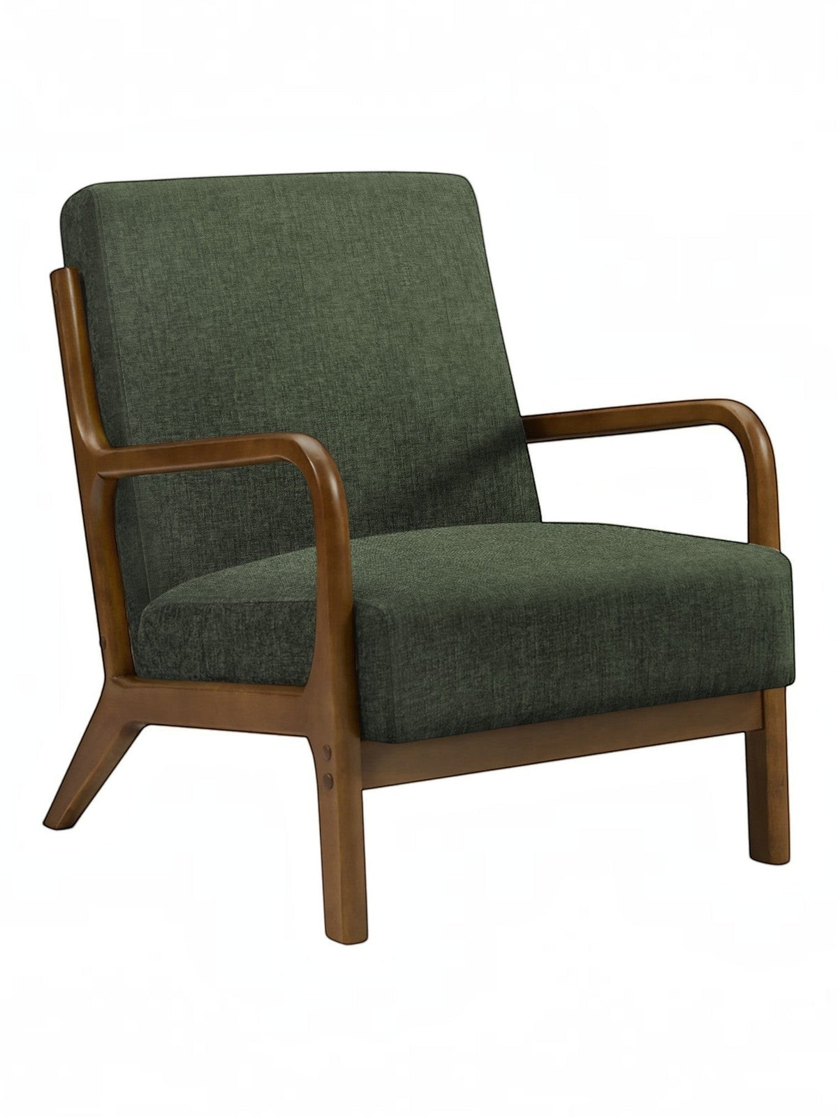 TOCO Meubles Chaise d'appoint Ulysse vert foncé rembourrée avec accoudoirs et pieds en bois