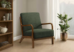 TOCO Meubles Chaise d'appoint Ulysse vert foncé, tissu texturé, structure en bois, design moderne.