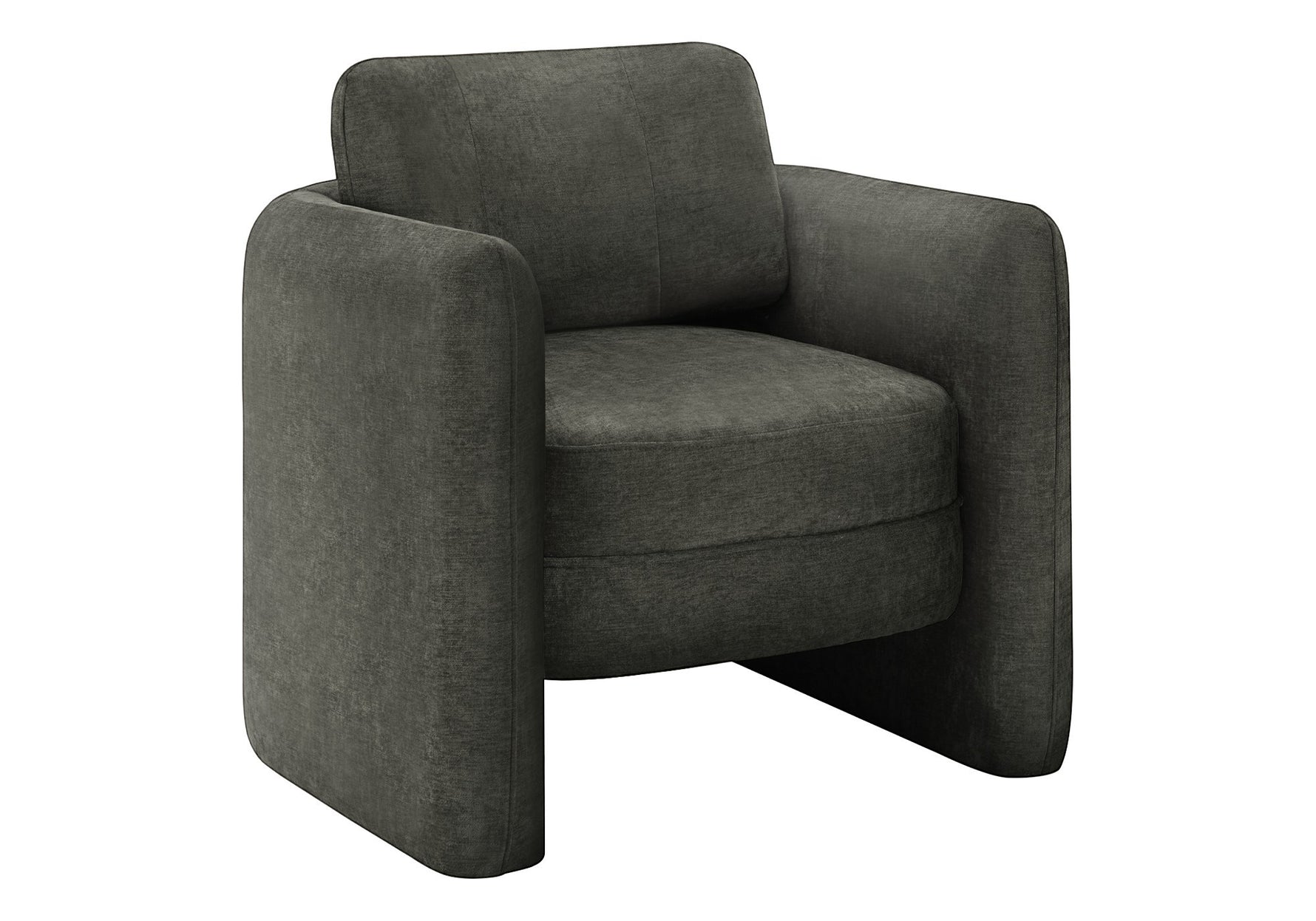 TOCO Meubles Chaise d'appoint Altea, fauteuil gris foncé rembourré avec dossier incurvé et accoudoirs