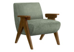 TOCO Meubles Chaise d'appoint Carl vert sauge en tissu bouclé avec pieds en bois