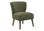 TOCO Meubles Chaise d'appoint Lucien vert kaki, tissu texturé, pieds en bois, style mid-century.