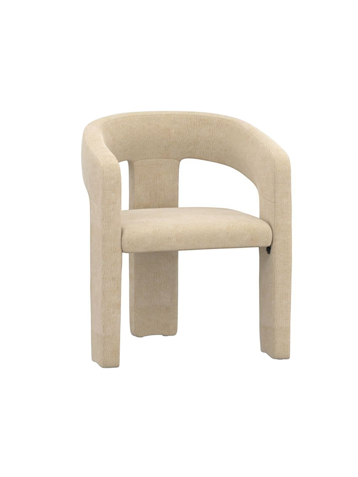 Chaise de salle à manger Emara par TOCO Meubles en chenille beige avec design moderne à trois pieds