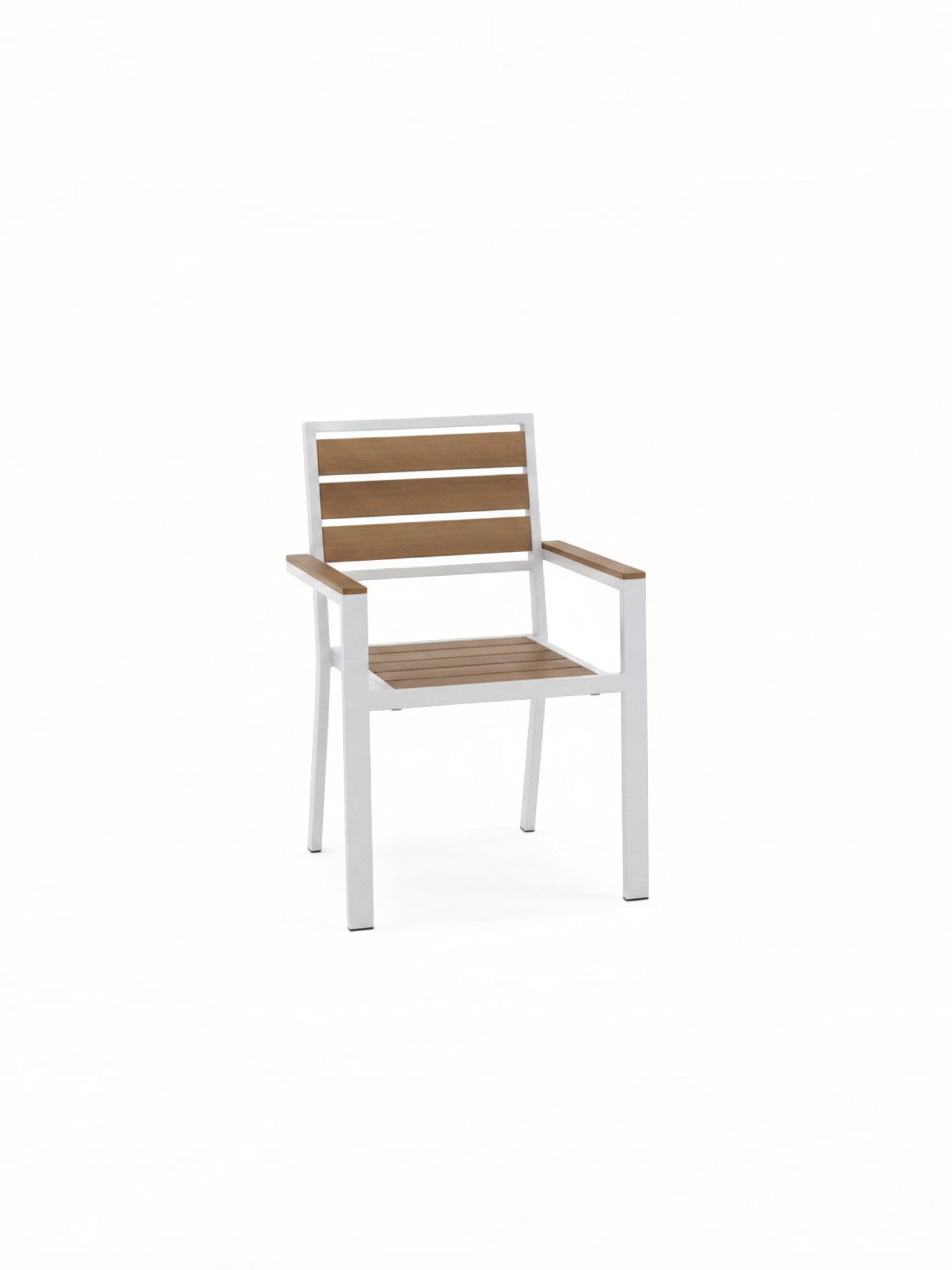Chaise d'extérieur TOCO Meubles Transformer avec structure blanche et lattes en bois naturel pour terrasse