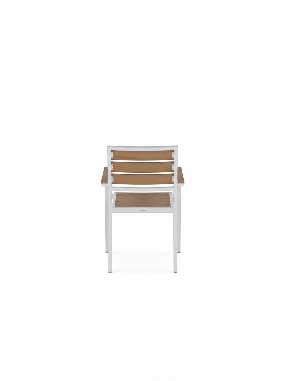 Chaise d'extérieur TOCO Meubles Transformer avec structure blanche et lattes en bois clair, vue de dos