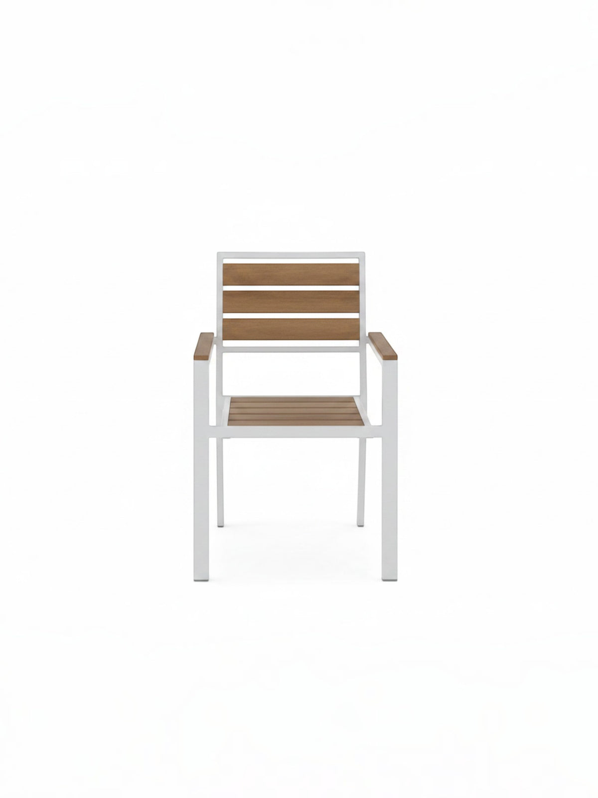 Chaise d'extérieur Transformer TOCO Meubles avec structure blanche et lattes en bois naturel pour terrasse