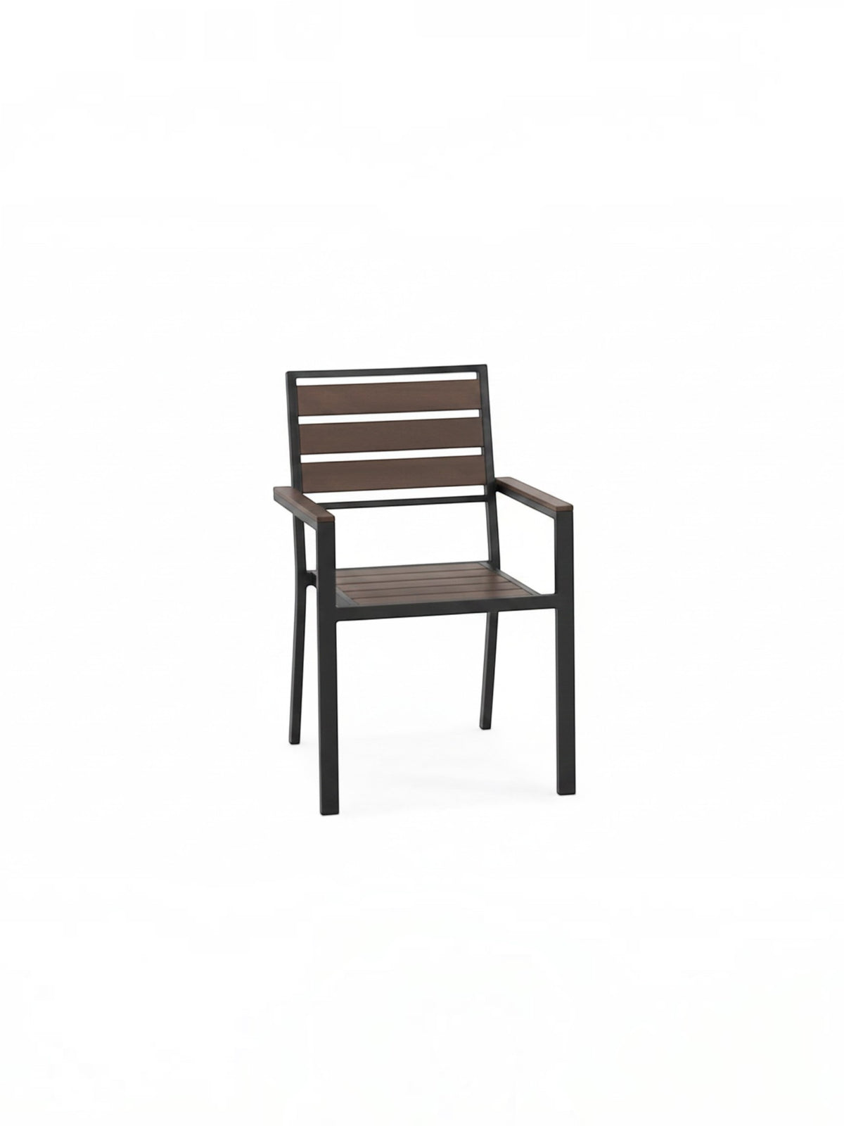 Chaise d'extérieur TOCO Meubles Transformer avec structure en métal noir et lattes en bois, design ergonomique moderne.