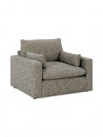 Chaise Faro TOCO Meubles large et confortable en tissu texturé gris granite avec deux coussins décoratifs