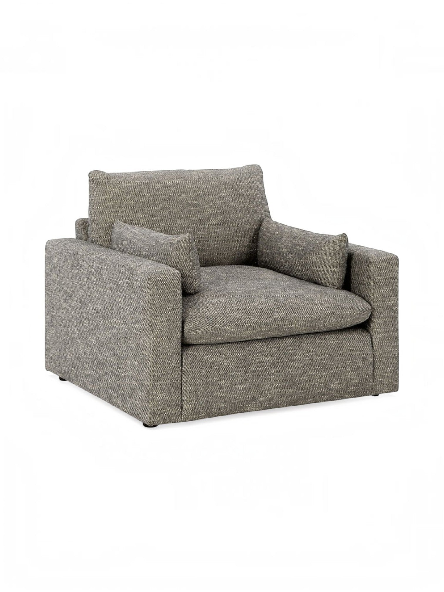 Chaise Faro TOCO Meubles large et confortable en tissu texturé gris granite avec deux coussins décoratifs