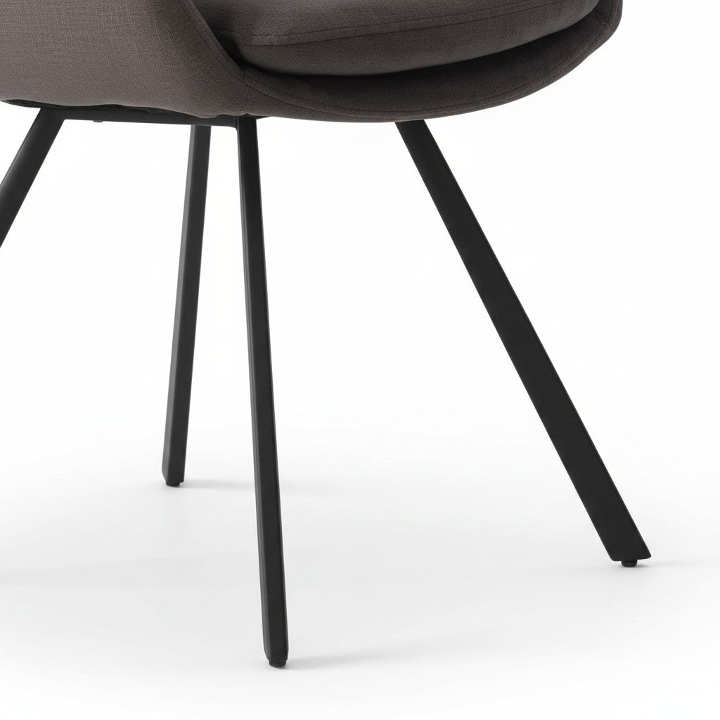 TOCO Meubles Chaise Gianna gris rembourrée avec pieds métalliques inclinés, design moderne et confortable.