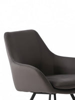 TOCO Meubles Chaise Gianna en tissu gris, assise et dossier rembourrés, pieds métalliques inclinés pour salle à manger.