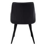 TOCO Meubles Chaise Hendrix noire en similicuir capitonné avec pieds métalliques fins, design moderne.