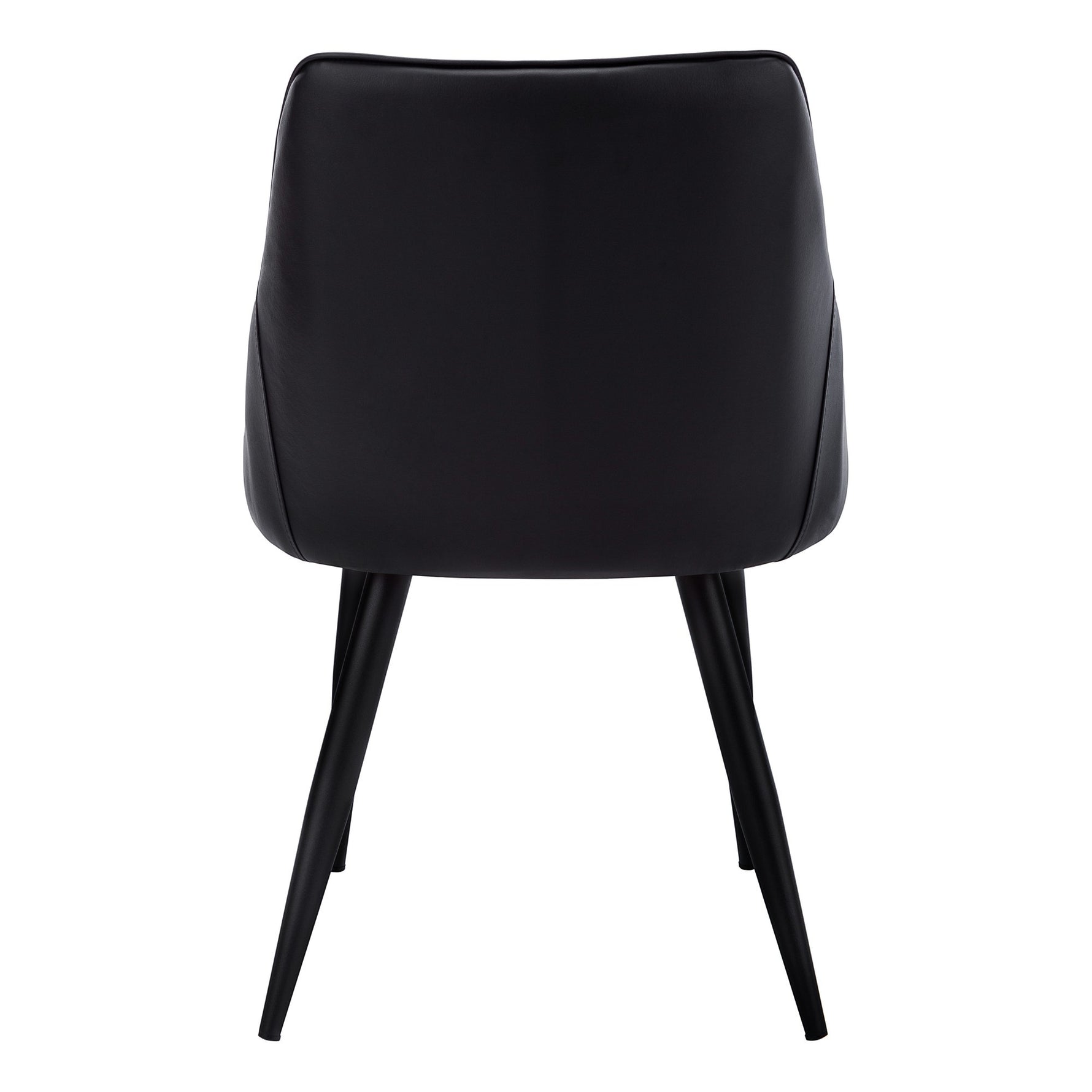 TOCO Meubles Chaise Hendrix noire en similicuir capitonné avec pieds métalliques fins, design moderne.
