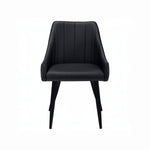 Chaise de salle à manger Hendrix en similicuir noir capitonné avec pieds en métal noir par TOCO Meubles