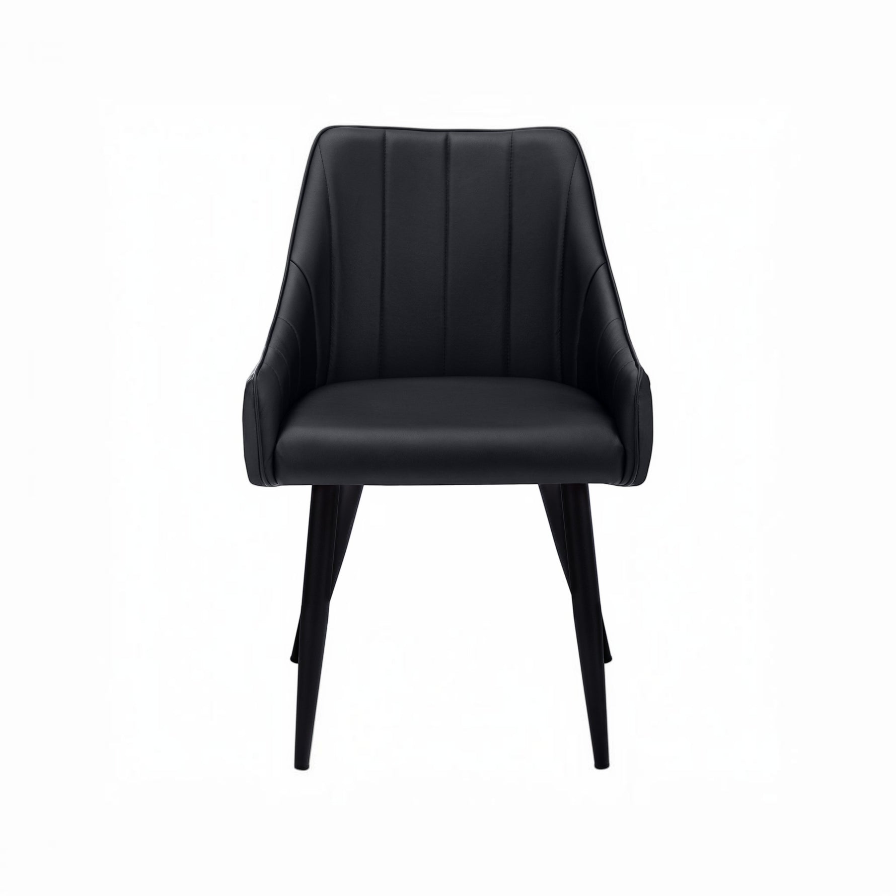 Chaise de salle à manger Hendrix en similicuir noir capitonné avec pieds en métal noir par TOCO Meubles