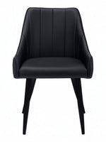 Chaise de salle à manger Hendrix en similicuir noir capitonné avec pieds en métal noir par TOCO Meubles