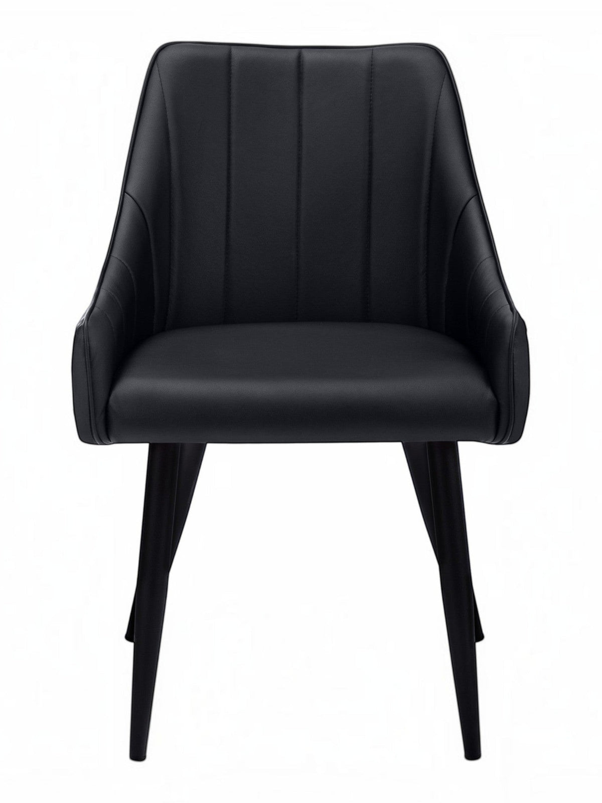 Chaise de salle à manger Hendrix en similicuir noir capitonné avec pieds en métal noir par TOCO Meubles