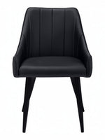 Chaise de salle à manger Hendrix en similicuir noir capitonné avec pieds en métal noir par TOCO Meubles