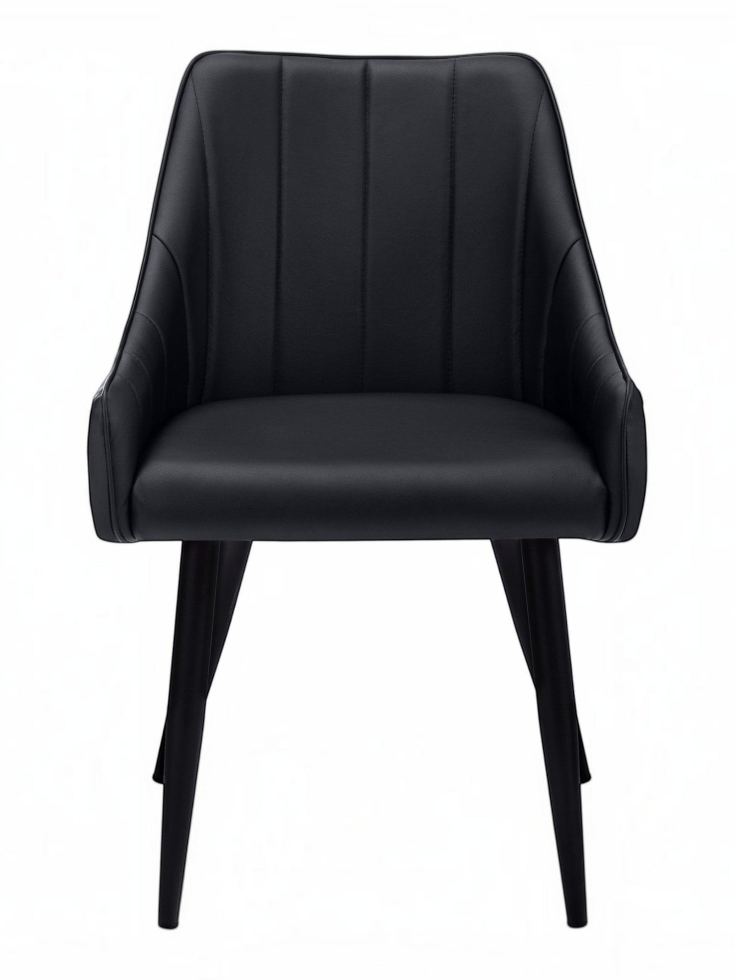 Chaise de salle à manger Hendrix en similicuir noir capitonné avec pieds en métal noir par TOCO Meubles