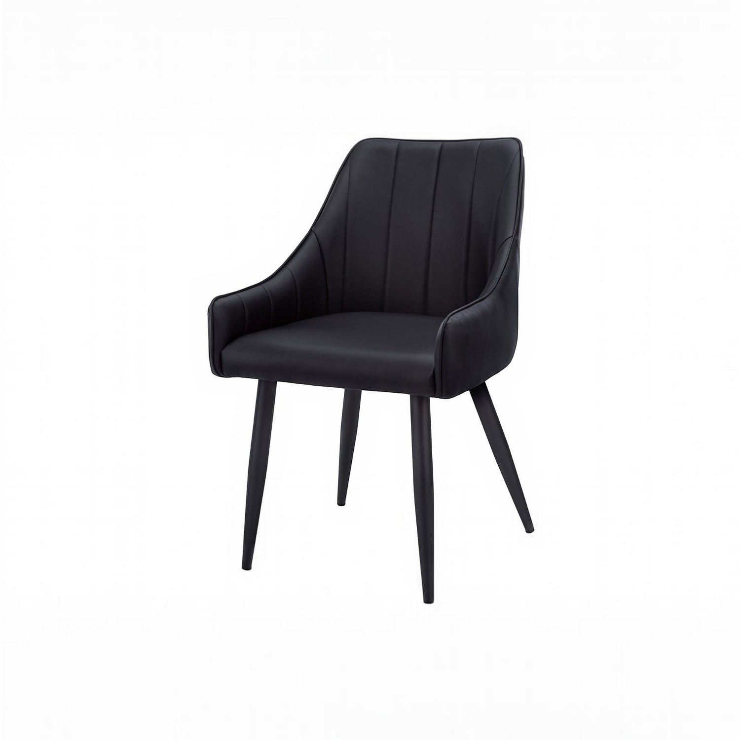 Chaise de salle à manger Hendrix TOCO Meubles en similicuir noir capitonné avec pieds noirs effilés
