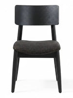 Chaise de salle à manger TOCO Meubles Transformer en hickory fumé avec assise rembourrée et dossier ergonomique noir