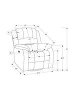 Schéma technique avec dimensions de la chaise inclinable Béatrice de TOCO Meubles montrant les mesures détaillées