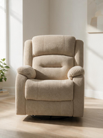 Chaise inclinable beige TOCO Meubles avec dossier segmenté, accoudoirs rembourrés et base pivotante dans un salon