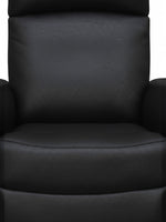 Gros plan sur le revêtement en cuir noir texturé de la chaise inclinable Eva de TOCO Meubles