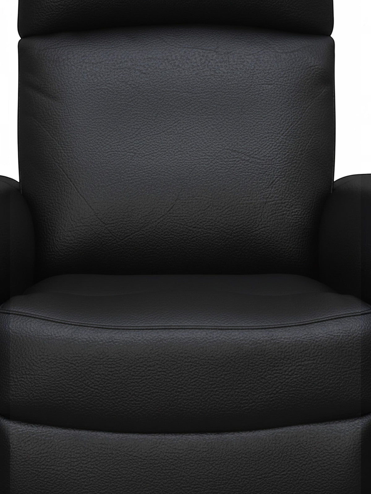 Gros plan sur le revêtement en cuir noir texturé de la chaise inclinable Eva de TOCO Meubles