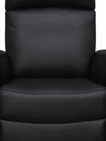 Gros plan sur le revêtement en cuir noir texturé de la chaise inclinable Eva de TOCO Meubles