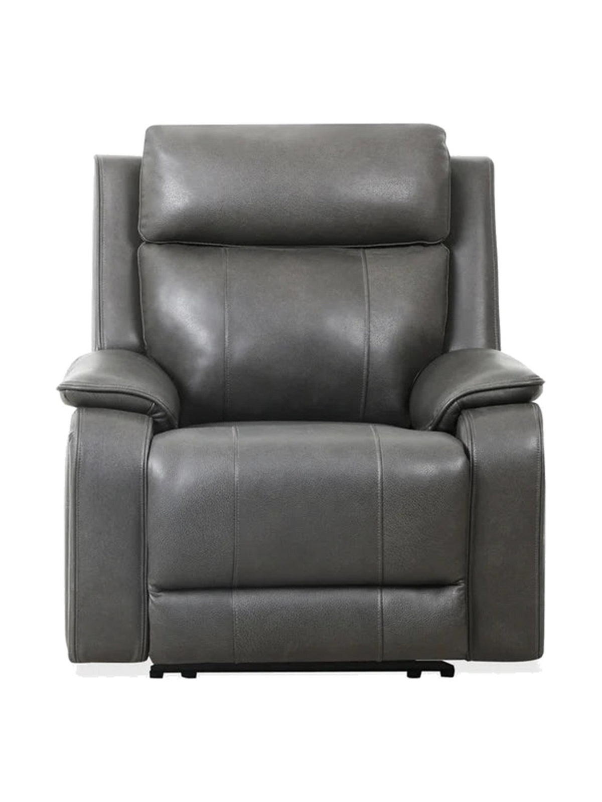 Chaise inclinable électrique TOCO Meubles Lewis en cuir gris foncé avec dossier haut et accoudoirs rembourrés