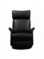 Chaise inclinable Eva en cuir noir par TOCO Meubles, fauteuil relax moderne avec dossier haut et accoudoirs profilés.