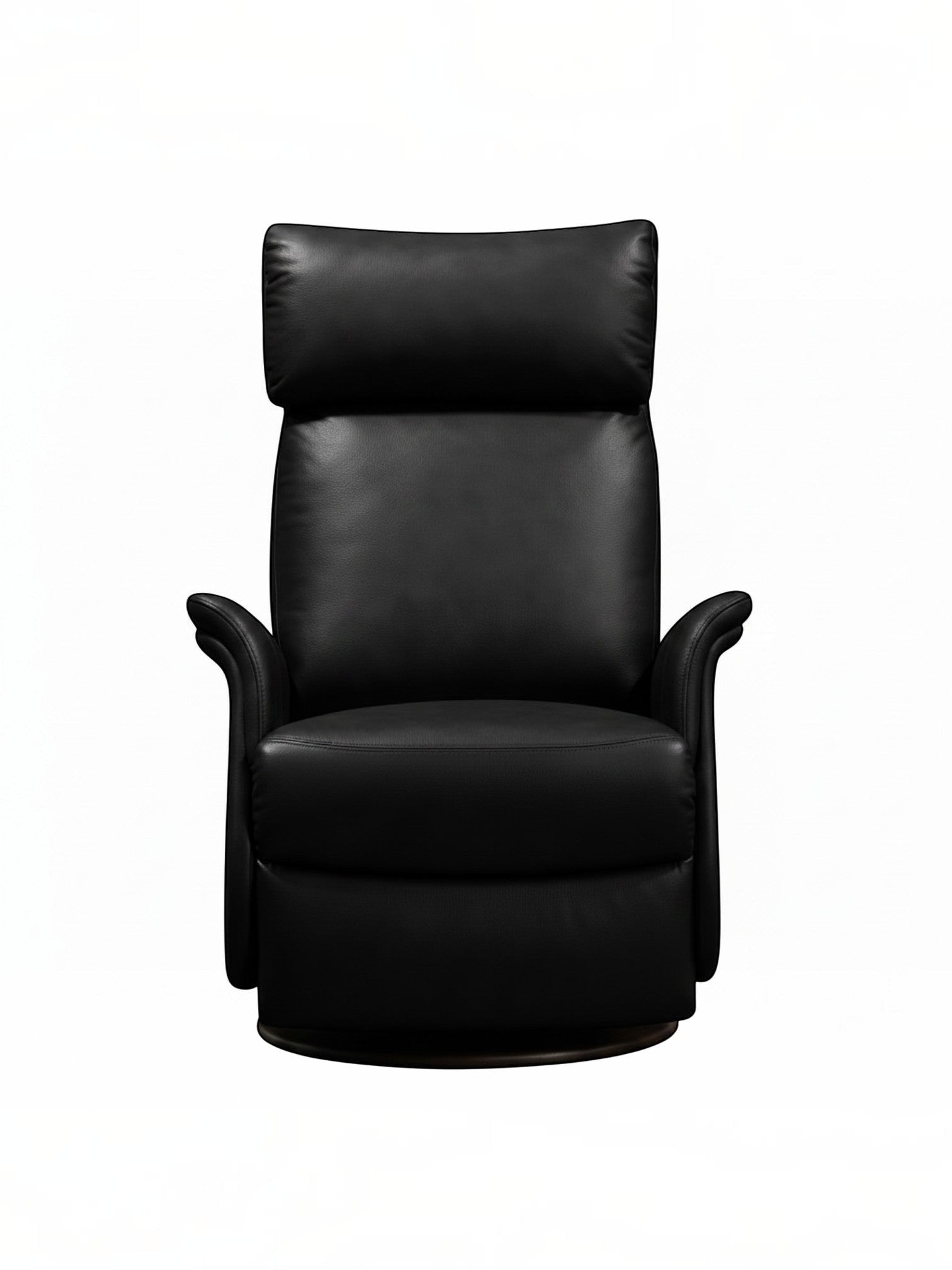 Chaise inclinable Eva en cuir noir par TOCO Meubles, fauteuil relax moderne avec dossier haut et accoudoirs profilés.