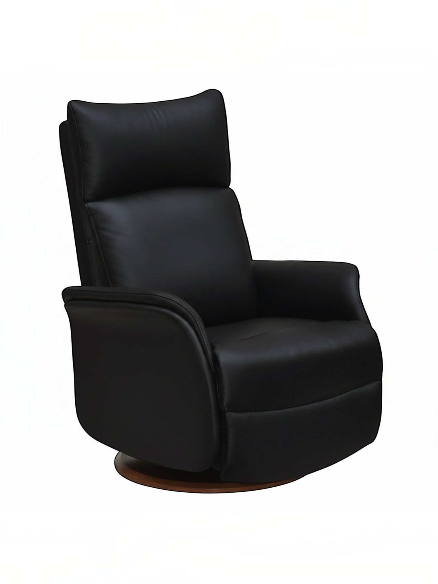 Chaise inclinable Eva noir en cuir par TOCO Meubles avec dossier haut et base pivotante en bois