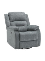 Chaise inclinable électrique Béatrice de TOCO Meubles en tissu gris texturé avec accoudoirs rembourrés et port USB