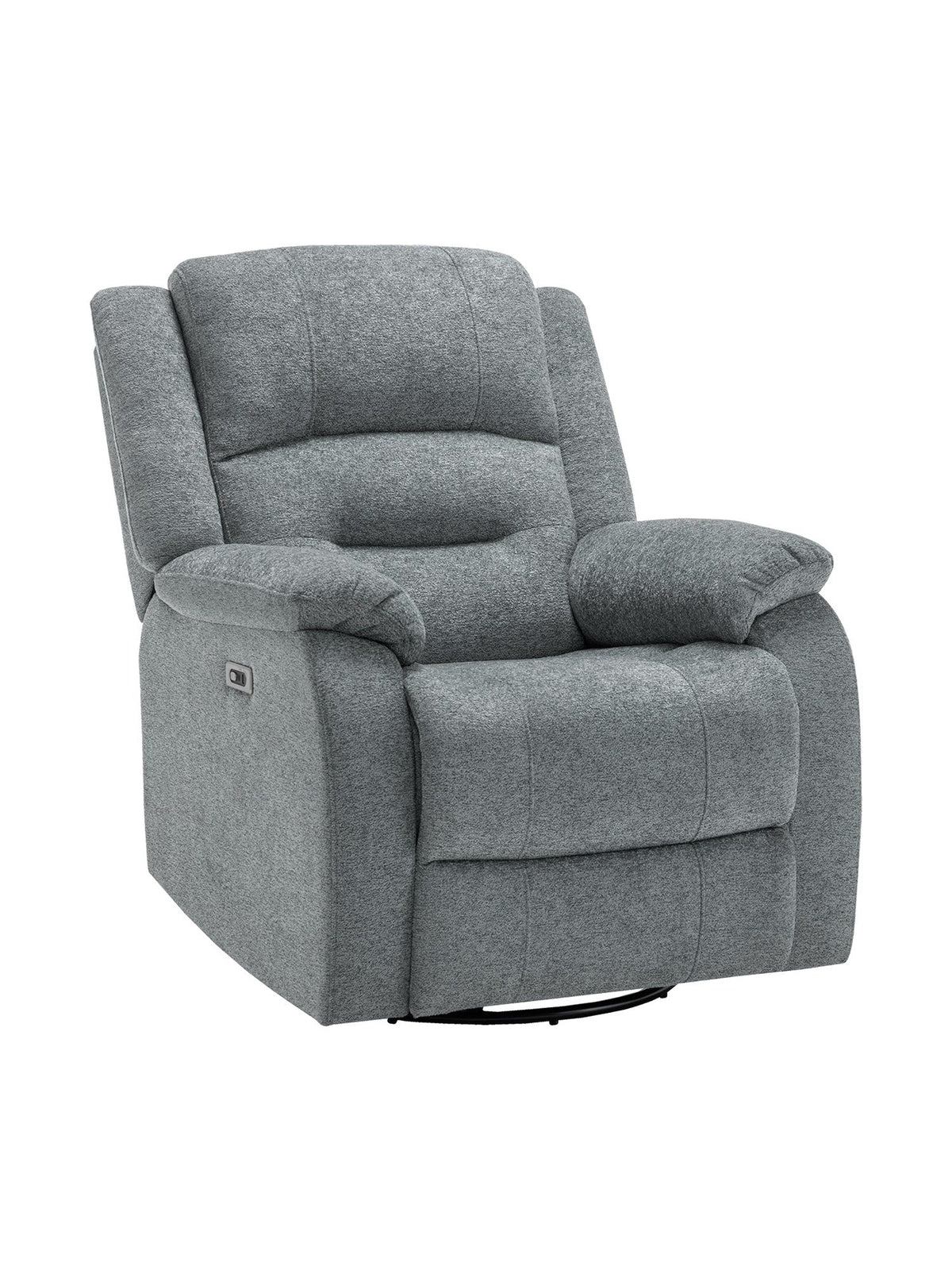 Chaise inclinable électrique Béatrice de TOCO Meubles en tissu gris texturé avec accoudoirs rembourrés et port USB