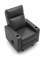 Chaise inclinable Maxima TOCO Meubles en similicuir gris avec porte-gobelets intégrés et fonction berçante