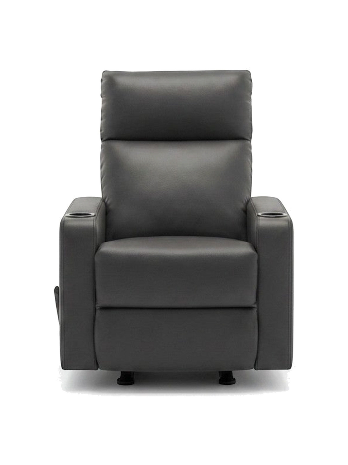 Chaise inclinable Maxima TOCO Meubles en similicuir gris avec porte-gobelets intégrés et assise rembourrée