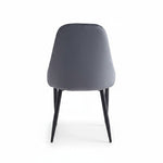 TOCO Meubles Chaise Jenny en velours gris foncé avec pieds en acier noir, dossier capitonné chevrons