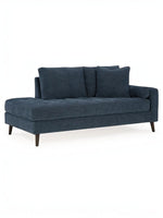 Chaise longue en coin Bixo bleu marine par TOCO Meubles avec coussins et pieds en bois foncés