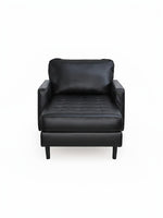 Chaise longue Bryce TOCO Meubles en cuir noir avec assise capitonnée et pieds noirs modernes