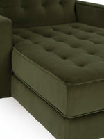 Chaise longue TOCO Meubles Revo en velours vert olive avec finition capitonnée élégante