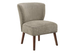Chaise d'appoint TOCO Meubles Lucien en tissu beige, style mid-century, pieds en bois, dossier incurvé.