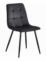 TOCO Meubles Chaise Madison en velours noir capitonné avec pieds en acier noir