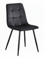 TOCO Meubles Chaise Madison en velours noir capitonné avec pieds en acier noir