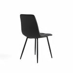 TOCO Meubles Chaise Madison en velours noir capitonné avec pieds en acier noir