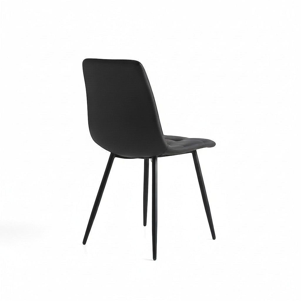 TOCO Meubles Chaise Madison en velours noir capitonné avec pieds en acier noir