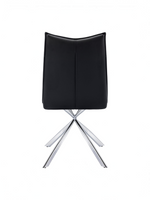 Chaise Marika TOCO Meubles en similicuir noir avec dossier capitonné et pattes en métal chromé en forme d'étoile